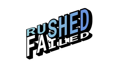 RUSHED vs FAILED, 3D Text Animation in Isometric View with Opposite Word Motion Stock Footage 314263901