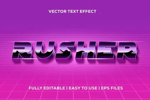 Rusher vector text effect in 80's style Stock Illustration