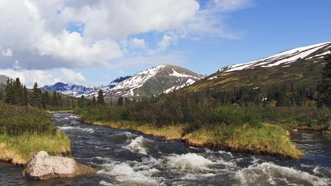 Rushing creek on mountainside Stock Footage 74094460
