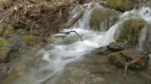 Rushing Mountain Creek - Handheld Stock Footage