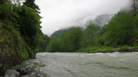 Rushing mountain river Stock Footage 38445681