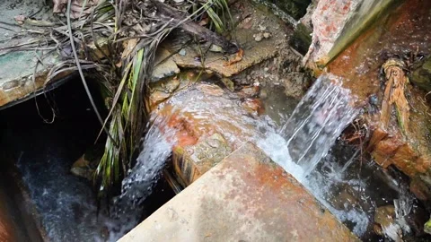 Rushing Rainwater in Drain Stock Footage 320958767