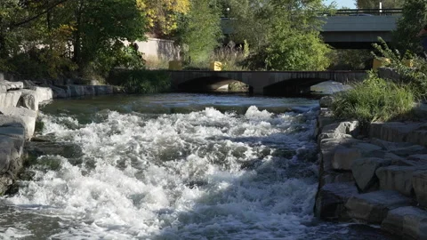 Rushing river in Denver Stock Footage 318337532