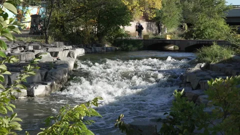 Rushing river in Denver Stock Footage 318337537