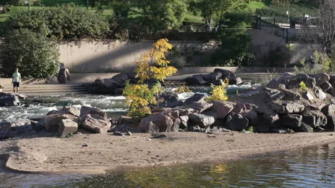 Rushing river in Denver Stock Footage 318337851