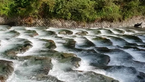 Rushing River in Nikko Japan Stepped Rocks White Rapids Stock Footage 216767227