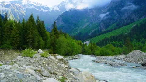 The rushing river in the valley Stock Footage 314640457
