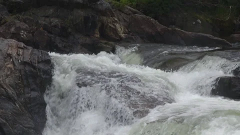 Rushing river waterfall over rocky cliffs Stock Footage 269957419