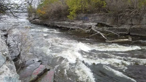 Rushing river with white caps Stock Footage 143198050