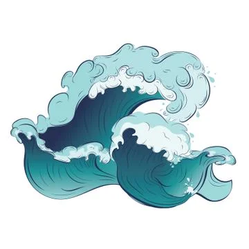Rushing sea waves Stock Illustration