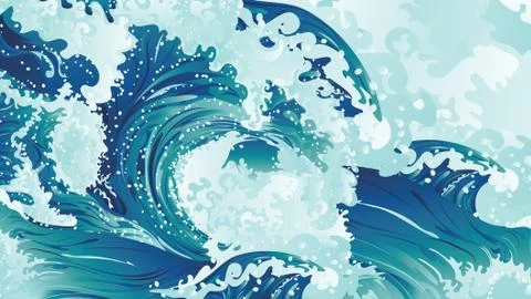 Rushing sea waves Stock Illustration