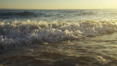 Rushing sea waves with sunset sky Stock Footage 212977842