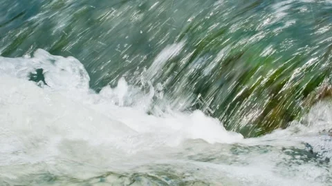 Rushing Small Waterfall Close Up Stream Flowing Nature Texture Background. Stock Footage 331945029