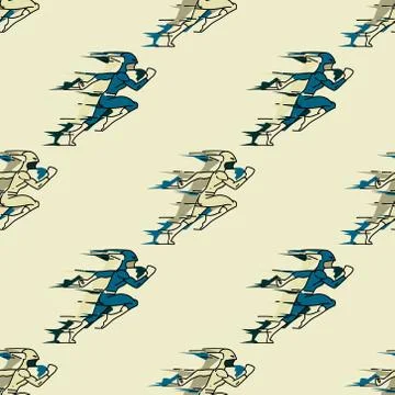 Rushing superhero seamless pattern Stock Illustration