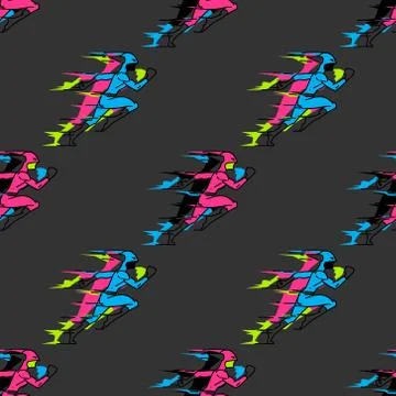 Rushing superhero seamless pattern イラスト素材