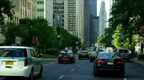 Rushing through Chicago traffic Stock Footage 35974845