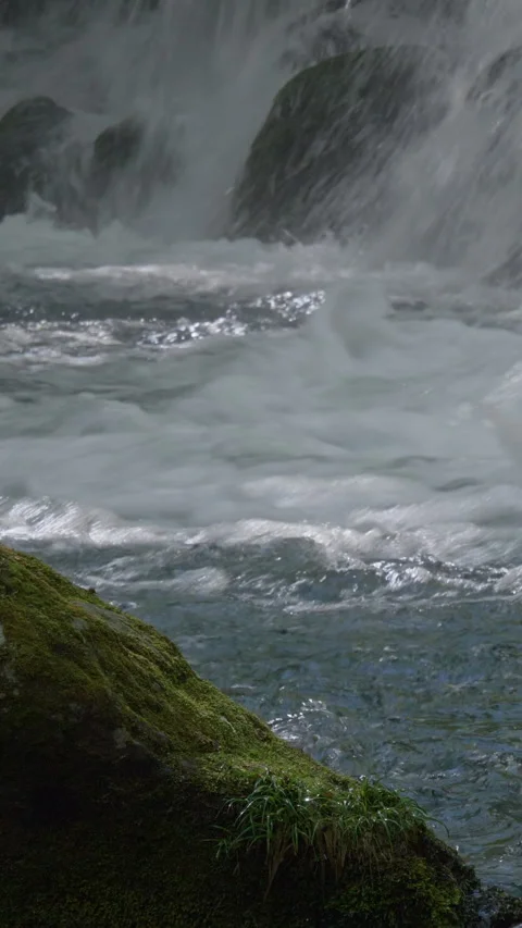 Rushing Water Below Waterfall Close Up Vertical Video Видео 346072540
