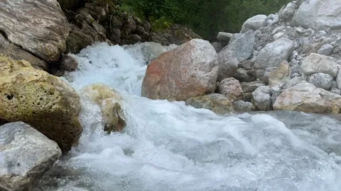 Rushing Water Through Rocks in Mountain Stream Stock Footage 279566159