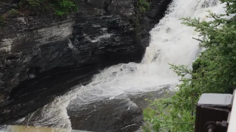 Rushing Waterfall in Lush Forest Environment, Nature Scene Stock Footage 264074751