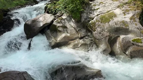 Rushing Waterfall in the Summer Austrian Alps at Koenigsleiten: A Powerful .. Stock Footage 326051738