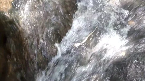 Rushing Waters over Mountain Rocks Video stock 332156504