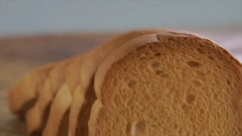 Rusks falling in a row Domino Effect Closeup Stock Footage 99166561
