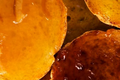 Rusks with fruit jam Stock Photos