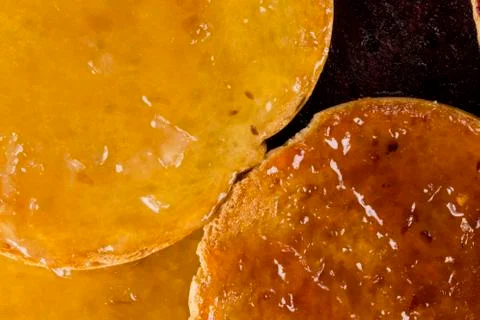 Rusks with fruit jam Stock Photos