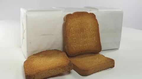 Rusks with tear-off packaging Stock Footage 105308135