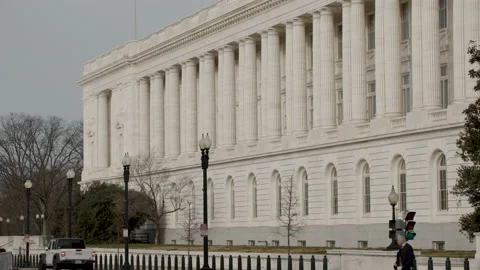 Russel Senate Office Building on Cloudy Winter Afternoon Vídeos de archivo 226476706