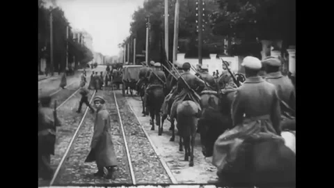 RUSSIA - 1918 - in this silent documentary, Soviet troops enter Kazan on Stock Footage 341985489