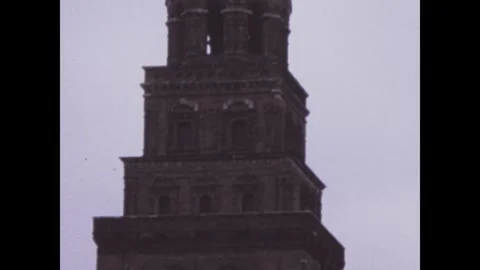 Russia 1970s, Afternoon view of ruby star in the top of tower 스톡 동영상 280691900