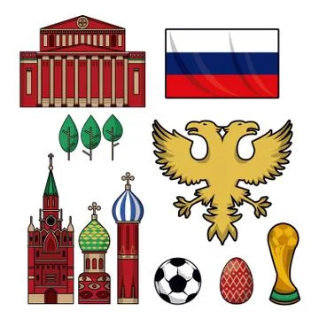 Russia 2018 world soccer elements Stock Illustration