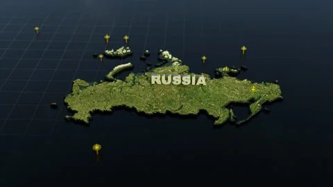 Russia 3D Map With Animation Video stock 309543486