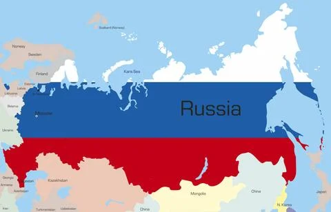 Russia Abstract vector color map of Russia country coloured by national fl... Stock Photos