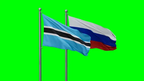 Russia and Botswana two flags Stock Footage 294249401