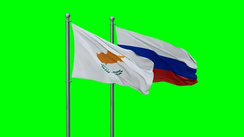 Russia and Cyprus two flags Stock Footage 293206296