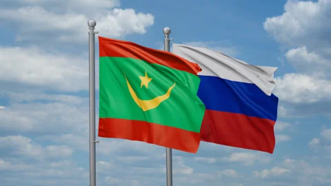 Russia and Mauritania two flags Stock Footage 272315035