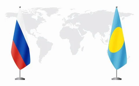 Russia and Palau flags for official meeting Illustration