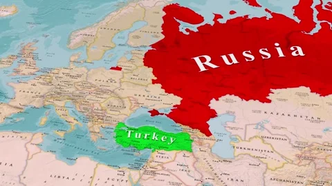 Russia And Turkey Countries Map Black Sea Region Animation Stock Footage 344683269