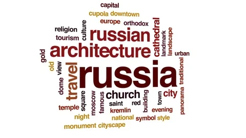 Russia animated word cloud, text design animation. Stock Footage 75365435