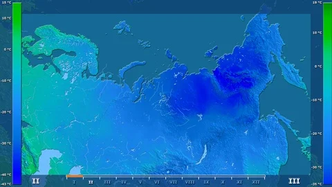 Russia - average temperature, raw data Stock Footage 92173563