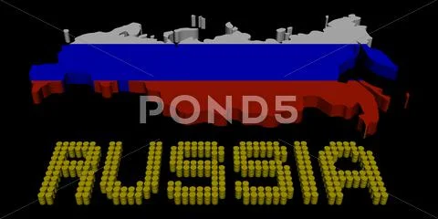 Russia barrel text with map flag illustration Stock Illustration