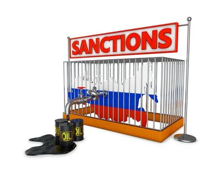 Russia in a cage with a pipe Stock Illustration