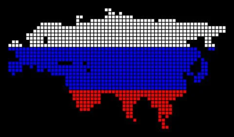 Russia Colors Dot Eurasia Map Stock Illustration