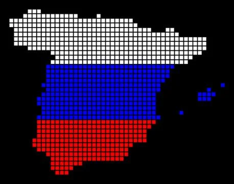 Russia Colors Dot Spain Map Stock Illustration