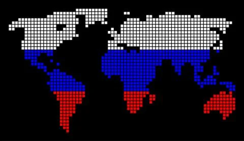Russia Colors Dot World Map Stock Illustration