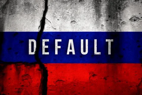 Russia default on its foreign dept background with text and flag Stock Illustration