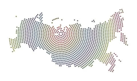 Russia dotted map. Digital style shape of Russia. Tech icon of the country .. Stock Illustration