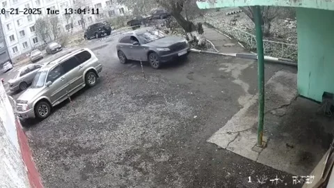 Russia: Drunk driver crashes SUV into residential building in Omsk, Russi... Stock Footage 320613624
